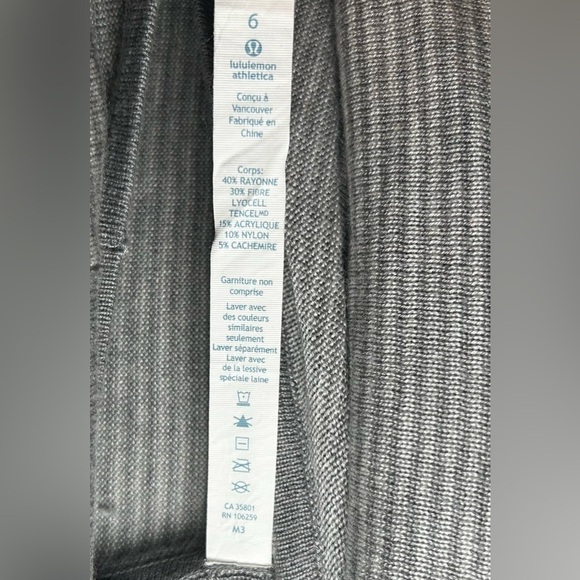 🍋Lululemon Iconic Sweater Wrap- Heathered Medium Grey/Light Grey Size 6 - Picture 6 of 6